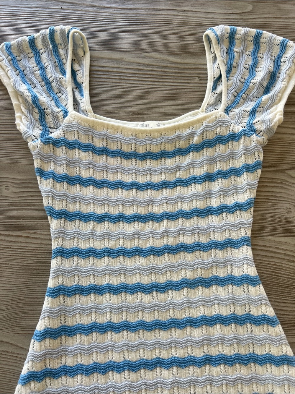 Hollister Blue and Cream Striped Knit Mini Dress - Picture 2 of 9